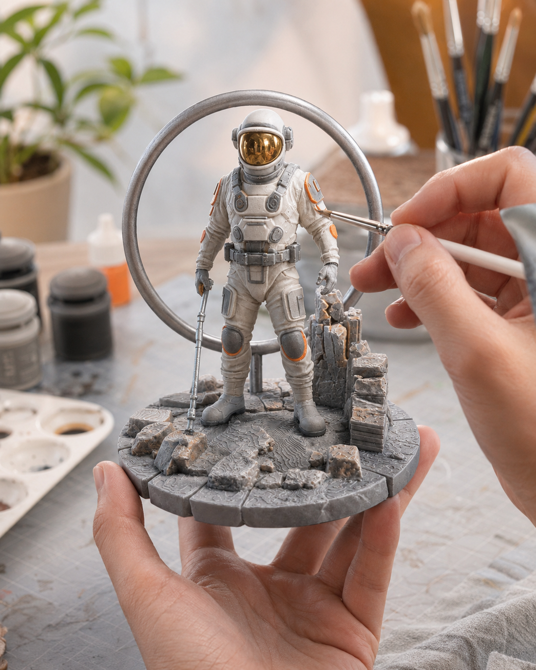 Painting a 3D printed figurine by hand